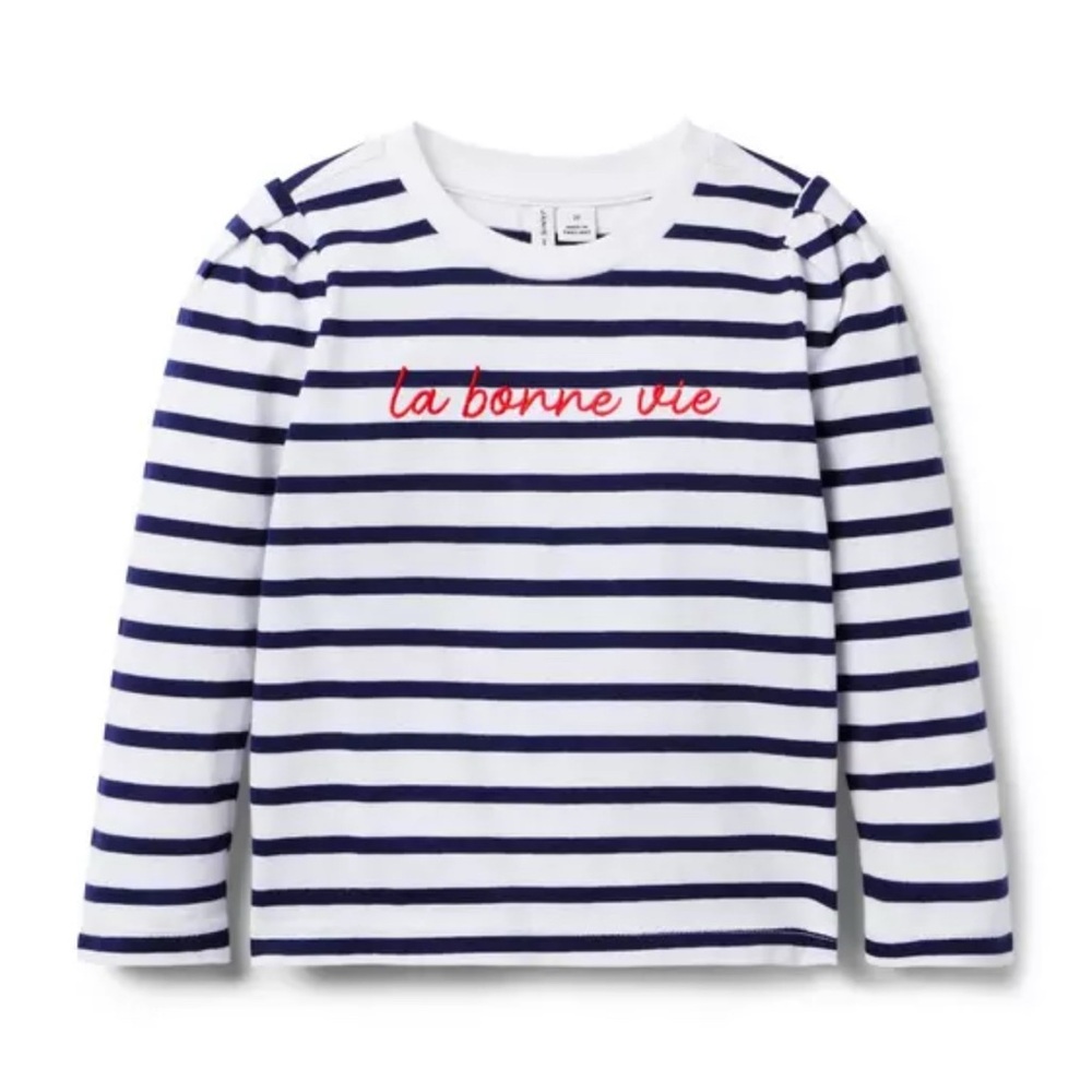Janie and Jack Navy and White Striped Long Sleeve Tee